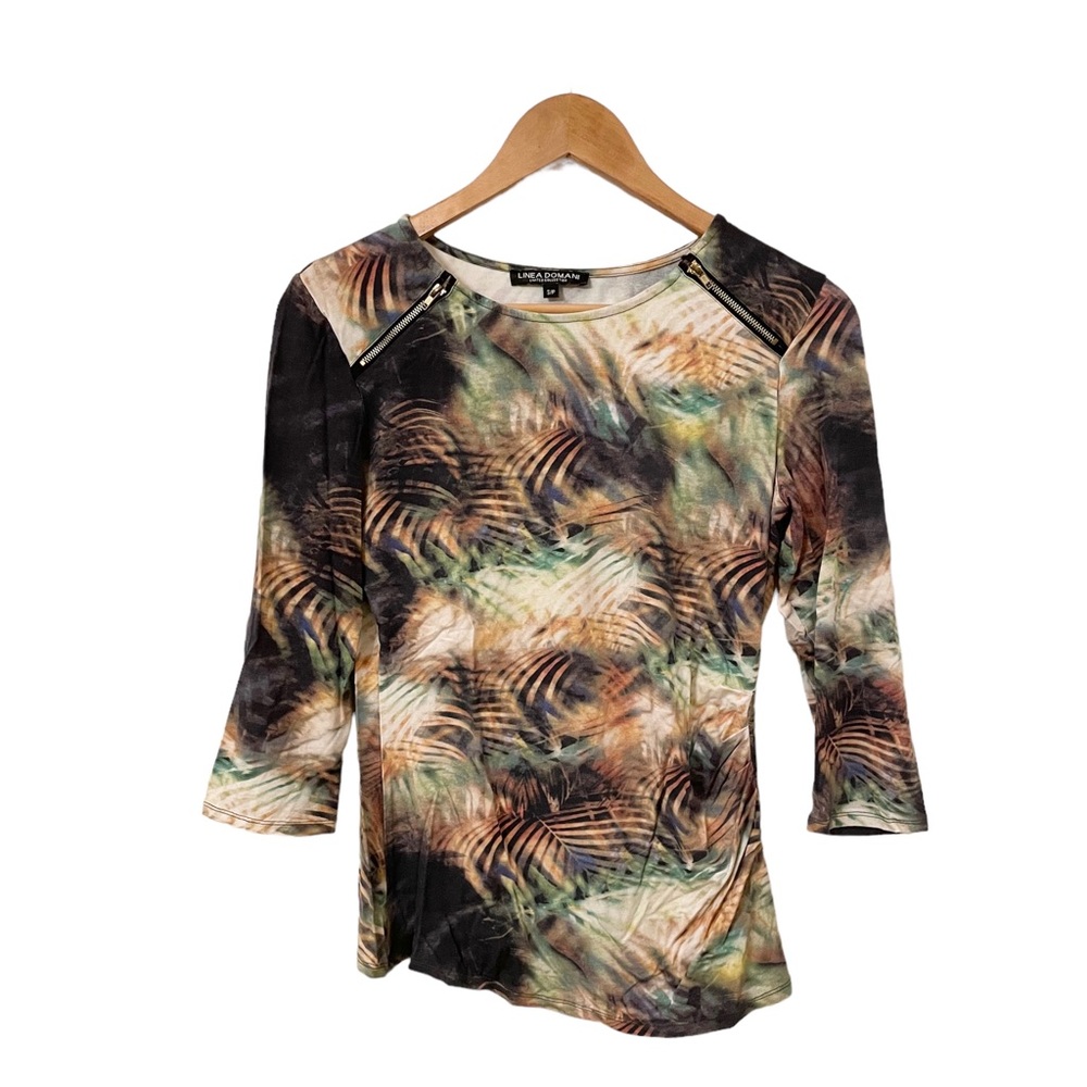 Linea Domani 3/4 sleeve top in earthy tones